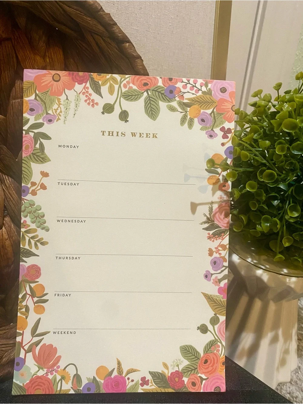 Floral Weekly Planner Notepad - Pink, Coral, Green